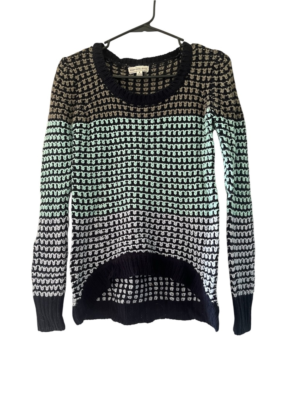 Poof Excellence Open Knit Sweater  Blue Size Small